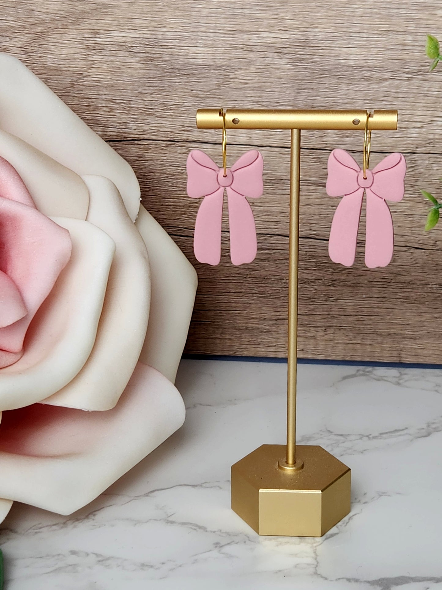 French Pink Bow Hoops