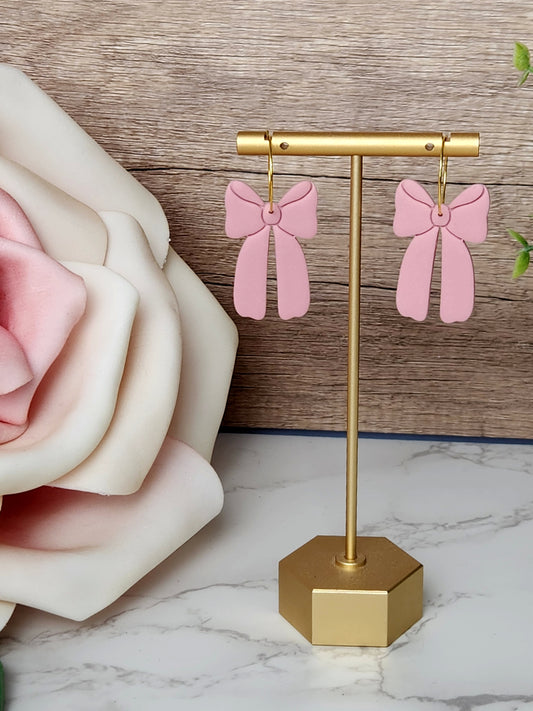 French Pink Bow Hoops