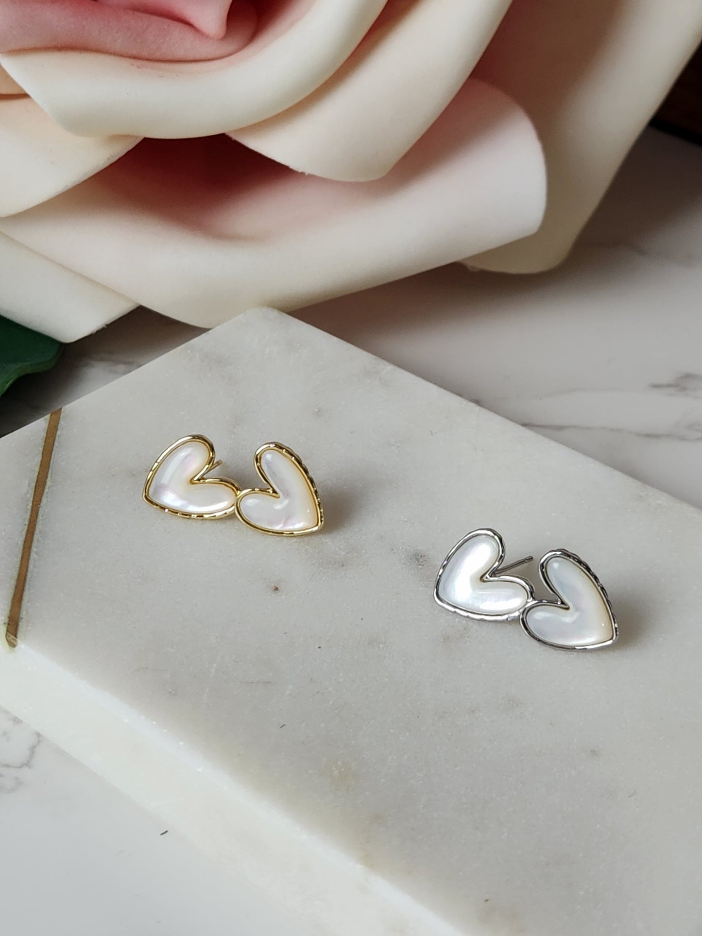 Shell Heart Studs