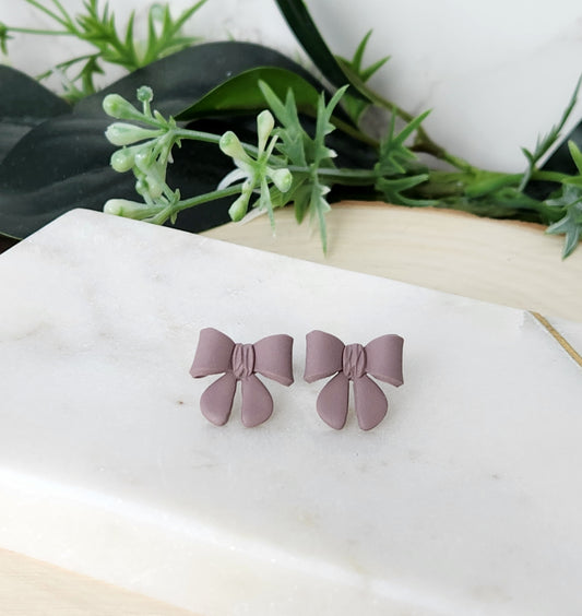 Mauve Bow Studs